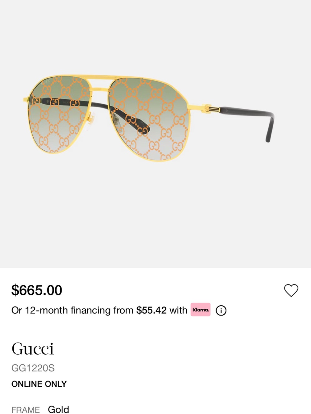 Gucci GG1220s men’s sunglasses